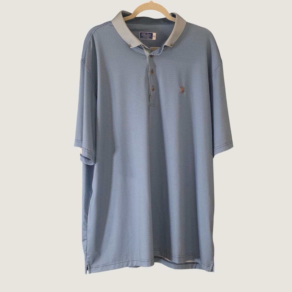 Southern Casanova Performance Mens Polo Shirt XXXL Blue Geometric Print Golf Top